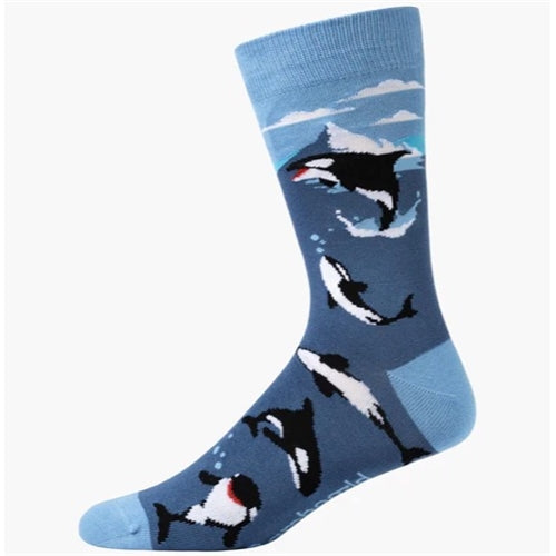 Bamboozld  Sock - Mens Orca Whale - Blue  7 - 11