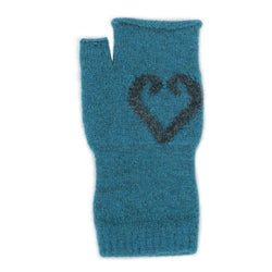 Possum Aroha Fingerless Mitten Teal/Charcoal