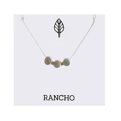 Triple Mixed Dots & Tiny Square Silver Beads On Chain Necklace