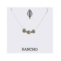 Triple Mixed Dots & Tiny Square Silver Beads On Chain Necklace