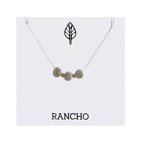 Triple Mixed Dots & Tiny Square Silver Beads On Chain Necklace