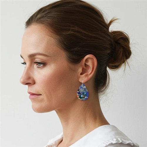 Native Birds Kingfisher Blue Iconic Tear Drop Earrings
