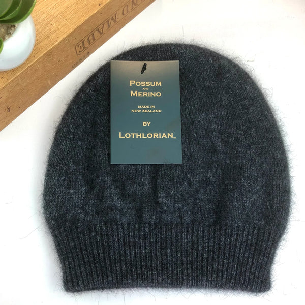 Possum Skull Beanie Double - Charcoal