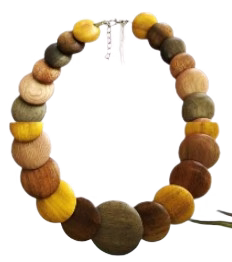 Multi Wood Round Bead Short Necklace