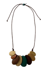 Multi Colour Gathered Wood Bead Necklace