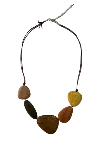 Brown Multi Wood Rope Necklace