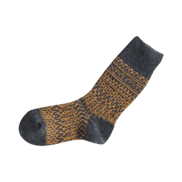 NISHIGUCHI KUTSUSHITA : oslo wool jacquard socks navy/amber