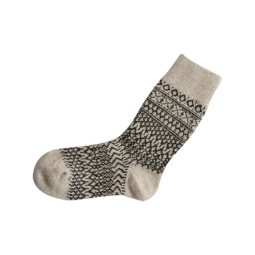 NISHIGUCHI KUTSUSHITA : oslo wool jacquard socks oatmeal/coffee