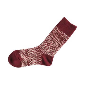 NISHIGUCHI KUTSUSHITA : oslo wool jacquard socks wine
