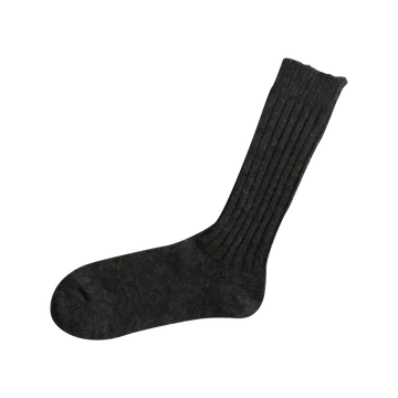 NISHIGUCHI KUTSUSHITA : praha wool ribbed sock - charcoal