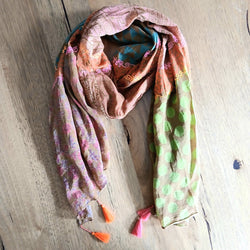 Block Print  Cotton Tassle Scarf
