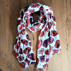 Cotton Red Poppy Scarf