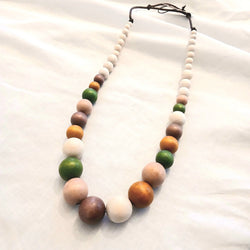 Multi Colour Earthy Large Woodbead Necklace
