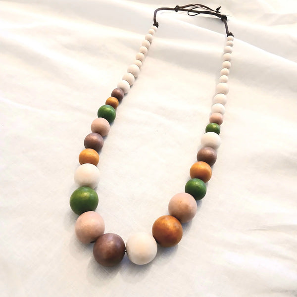 Multi Colour Earthy Large Woodbead Necklace