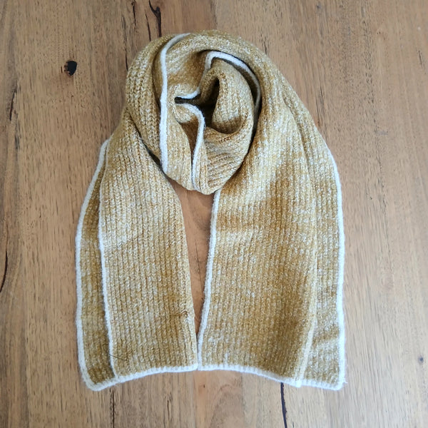 Knit Ribbed Scarf Plain Mustard