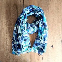 Blue Cotton Poppy Scarf