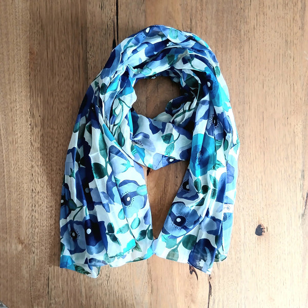 Blue Cotton Poppy Scarf