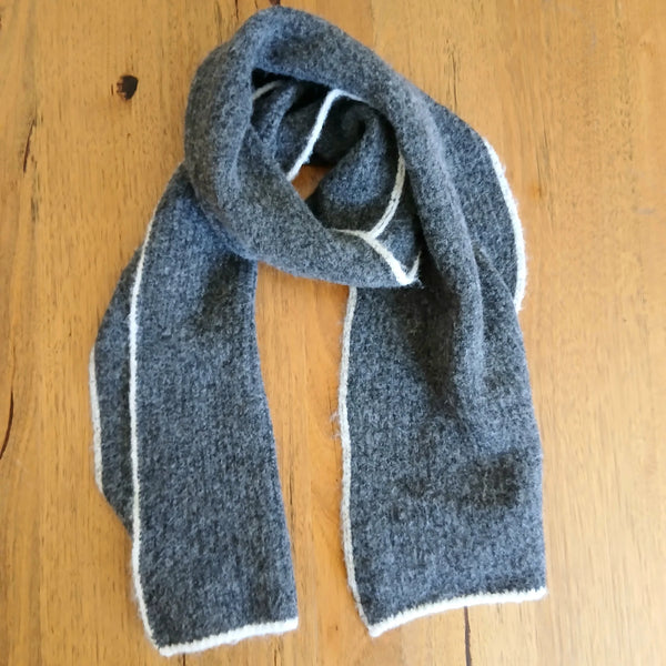 Knit Ribbed Scarf Plain Charcoal