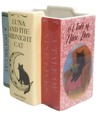 Cat Books Planter Pink 15cm