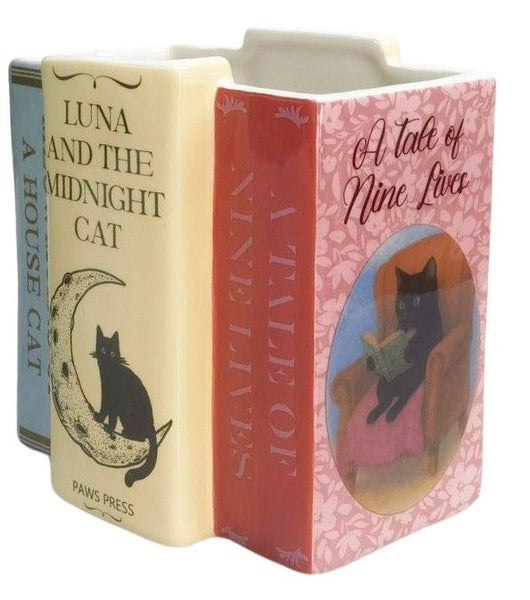 Cat Books Planter Pink 15cm