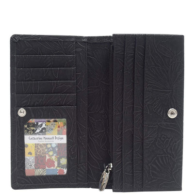 Wider Window Wallet Black Embossed Tahiti