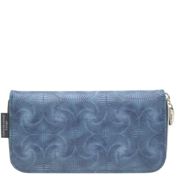 Curved Zip Section Wallet Navy Fan