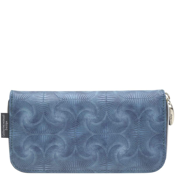 Curved Zip Section Wallet Navy Fan