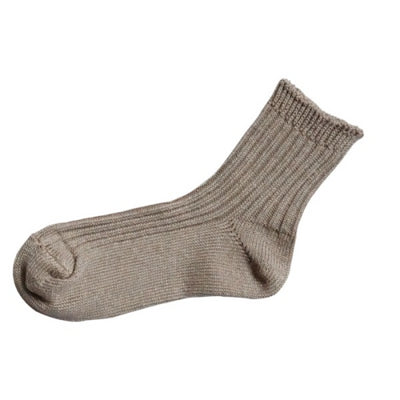 NISHIGUCHI KUTSUSHITA : praha linen ribbed sock : Flaxen (Large)