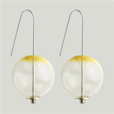 Small Globe Glass Earrings Gold