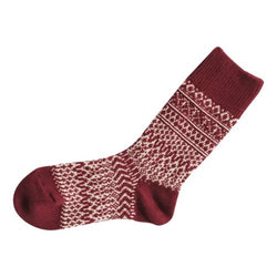 NISHIGUCHI KUTSUSHITA : oslo wool jacquard socks wine
