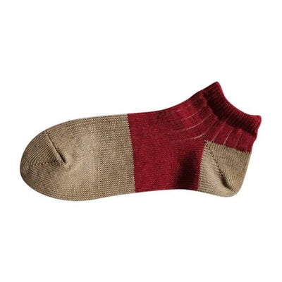 NISHIGUCHI KUTSUSHITA : boston linen cotton anklet socks red