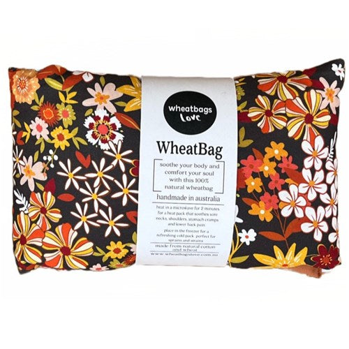 Wheatbag Groovy Flowers Black - Lavender