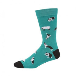 Bamboozld  Sock - Mens Border Collie Green Size 7-11