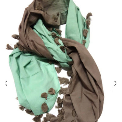 plain tassel cotton scarf