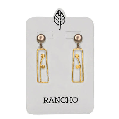 Gold 2 Bud Rectangular + Silver Solid Circle Stud