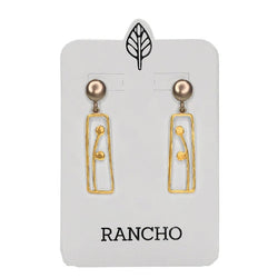 Gold 2 Bud Rectangular + Silver Solid Circle Stud