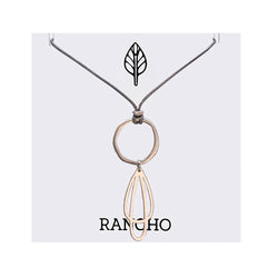 Silver Loopy Pendant + Silver Flat Ring + Grey Cord Necklace