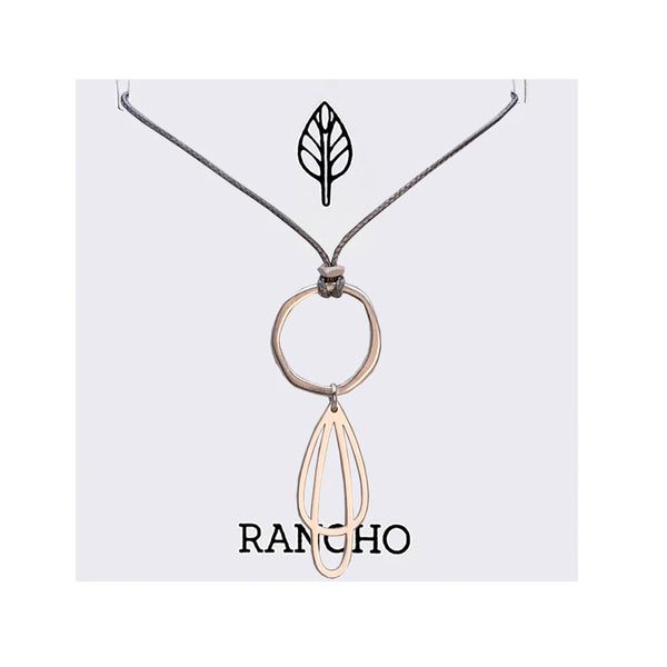 Silver Loopy Pendant + Silver Flat Ring + Grey Cord Necklace