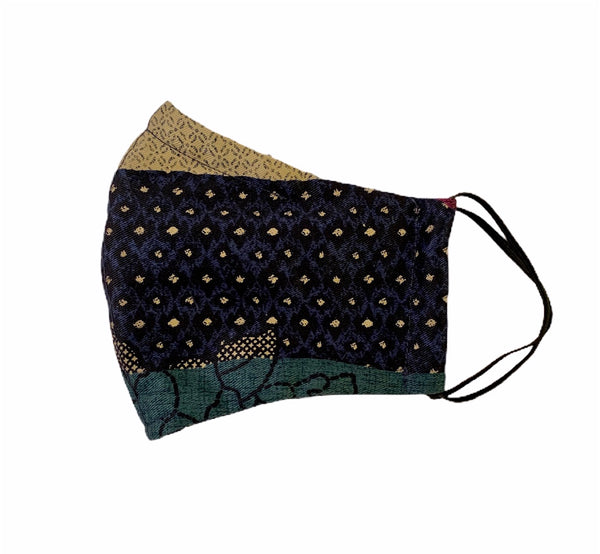 Sonkei Blue Japanese Floral Face Mask