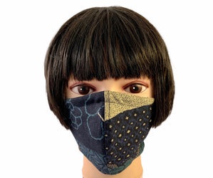 Sonkei Blue Japanese Floral Face Mask