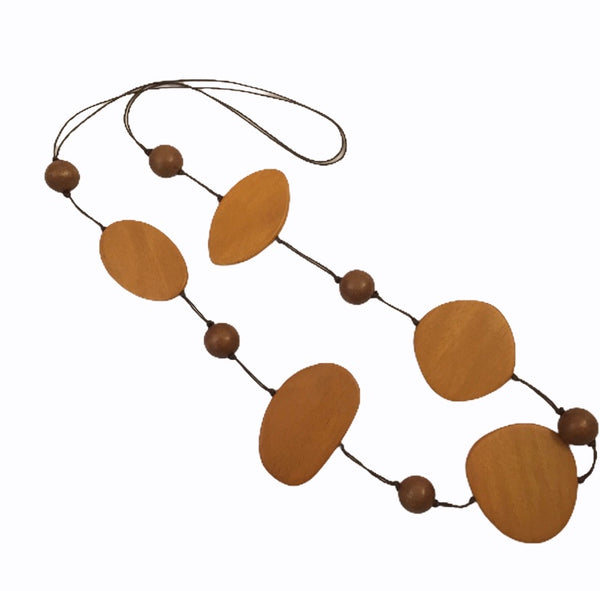 Brick Large Wood Disc Rope Necklace