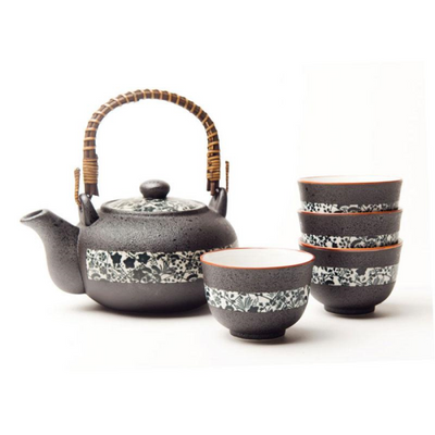 Black Tenmoku Tea Set 4 Cups