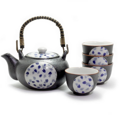Blue Petal Tea Set 4 Cups