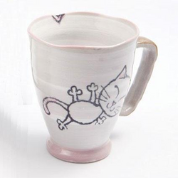 Crayon Cat Pink Large Mug