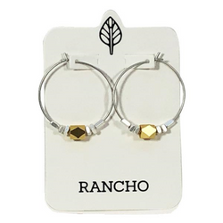 Large Silver Hoop + Gold Facet Earrings