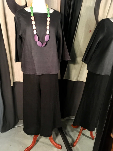 Oku Den - Smile top plain grey linen