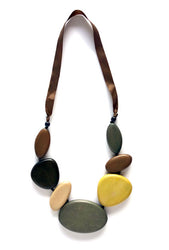 Natural wood disc necklace