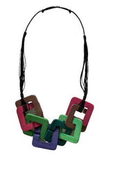 Green Multi Wood Disc Necklace