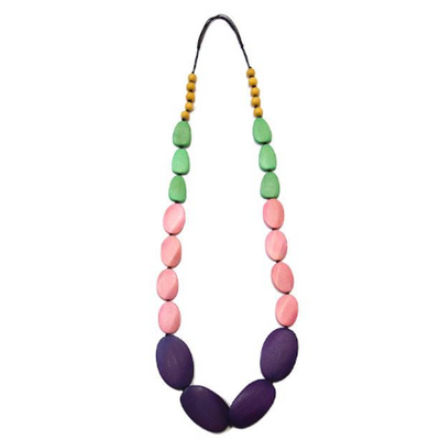 Multi Colour Wood Bead Necklace