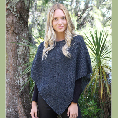 Lace Poncho Charcoal